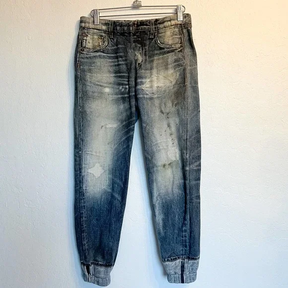 Rag & bone miramar jogger denim heavily distressed sweatpants french terry XS - Picture 1 of 8